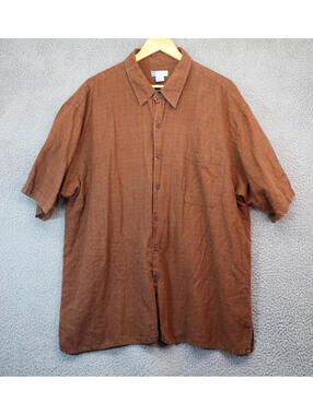 Half Moon Day Button Shirt Men 2XL Brown Organic Hemp Cotton